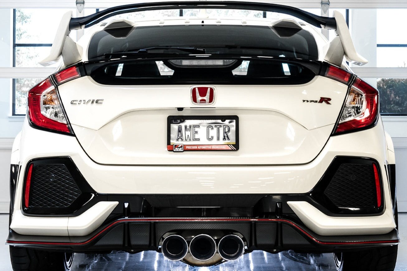 AWE TRACK EDITION EXHAUST (W/ FRONT PIPE) - TRIPLE CHROME SILVER TIPS | CIVIC TYPE R (FK8)