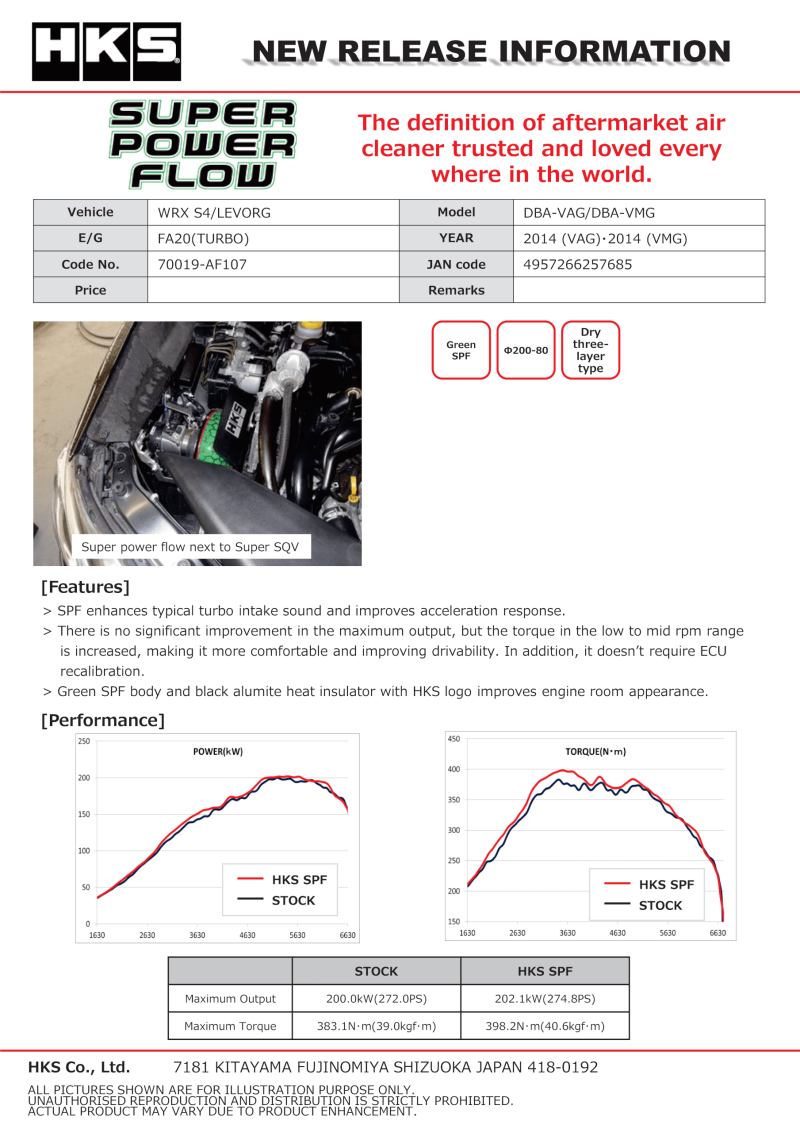 HKS SUPER POWER FLOW INTAKE | WRX (VA)