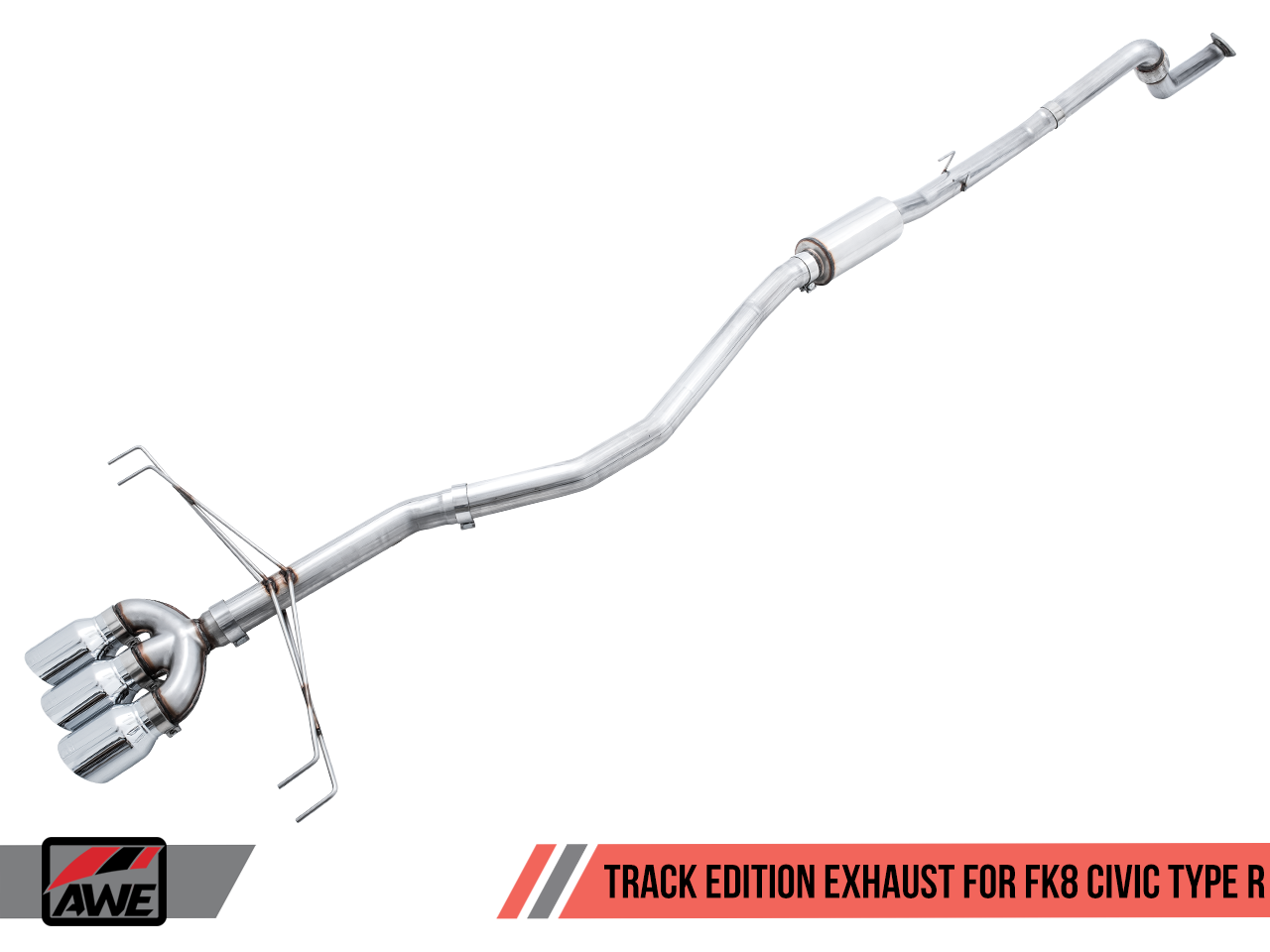 AWE TRACK EDITION EXHAUST (W/ FRONT PIPE) - TRIPLE CHROME SILVER TIPS | CIVIC TYPE R (FK8)