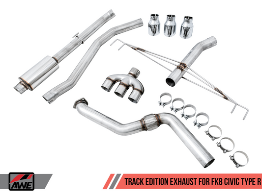 AWE TRACK EDITION EXHAUST (W/ FRONT PIPE) - TRIPLE CHROME SILVER TIPS | CIVIC TYPE R (FK8)